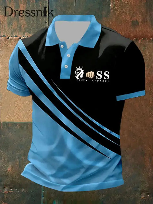 Herren Vintage Schriftzug lässig Polo-Shirt blau / S