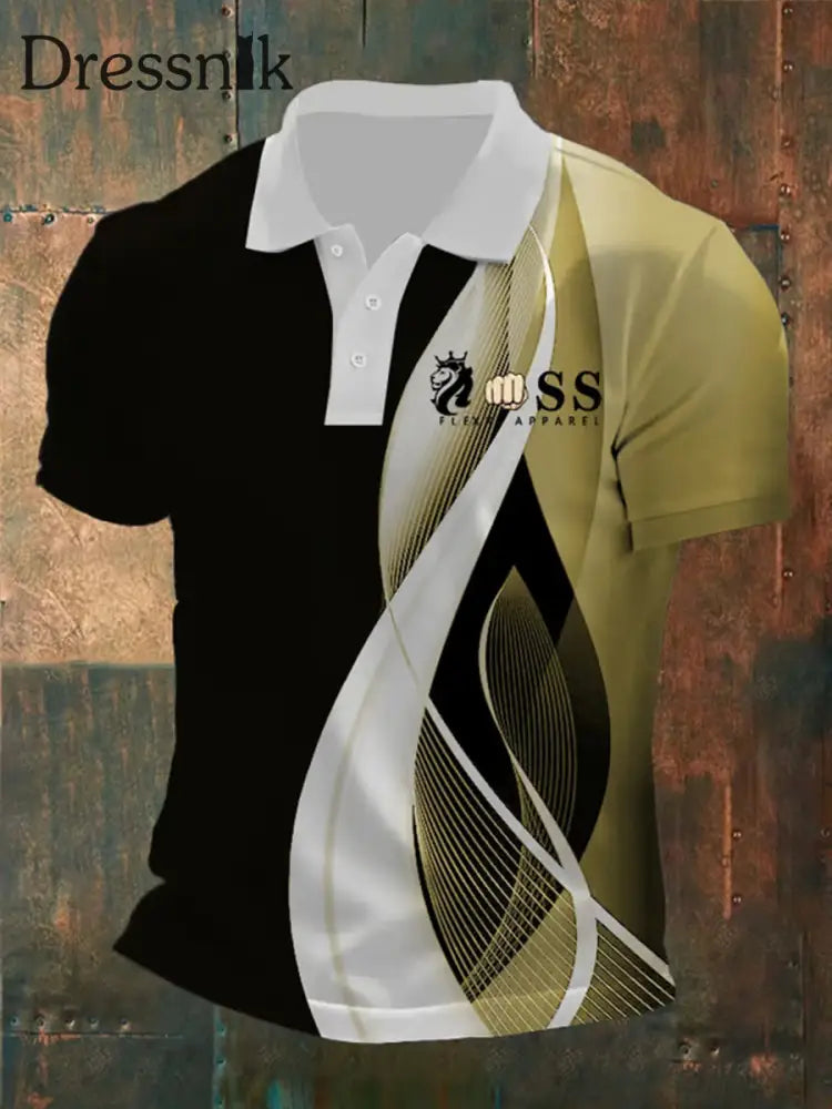 Herren Vintage Schriftzug lässig Polo-Shirt C / S