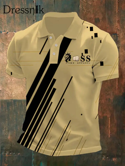 Herren Vintage Schriftzug lässig Polo-Shirt D / S