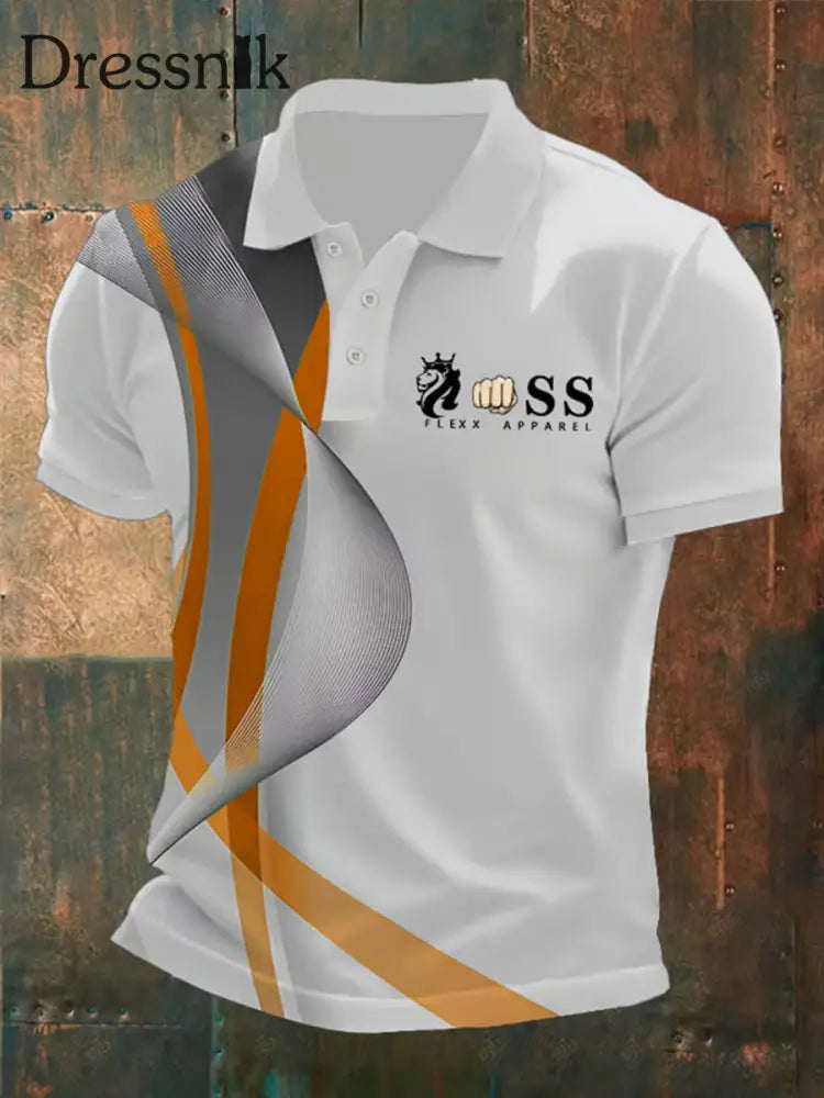 Herren Vintage Schriftzug lässig Polo-Shirt D / S