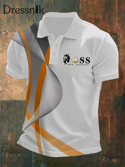 Herren Vintage Schriftzug lässig Polo-Shirt D / S
