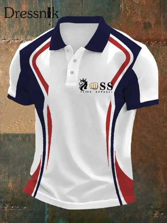 Herren Vintage Schriftzug lässig Polo-Shirt Weiß / S