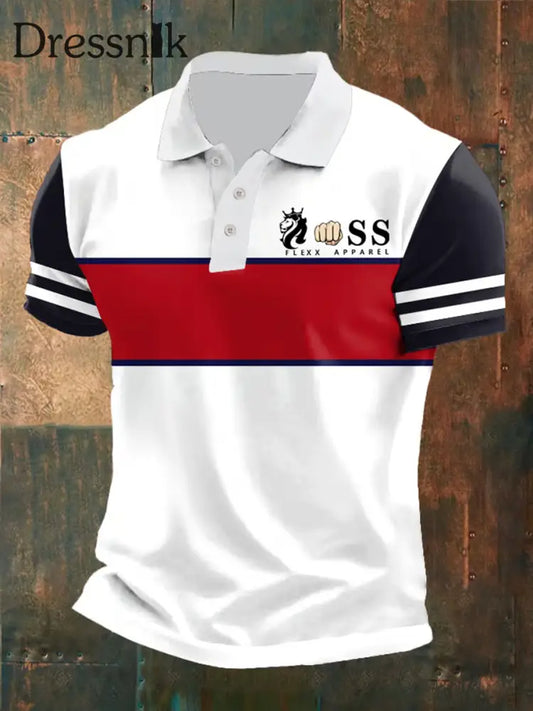 Herren Vintage Schriftzug lässig Polo-Shirt Weiß / S