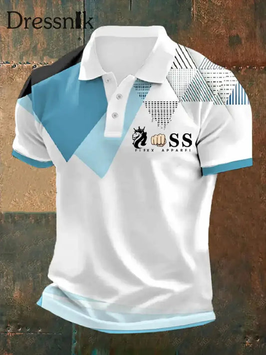 Herren Vintage Schriftzug lässig Polo-Shirt Weiß / S