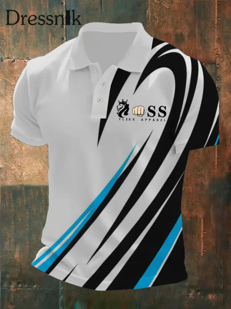 Herren Vintage Schriftzug lässig Polo-Shirt Weiß / S