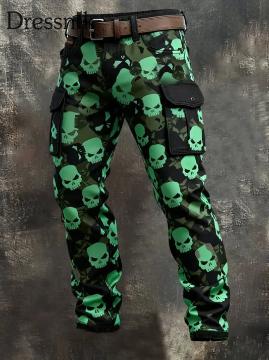 Herren Vintage Skull Camouflage Cargo hosen als bild / S