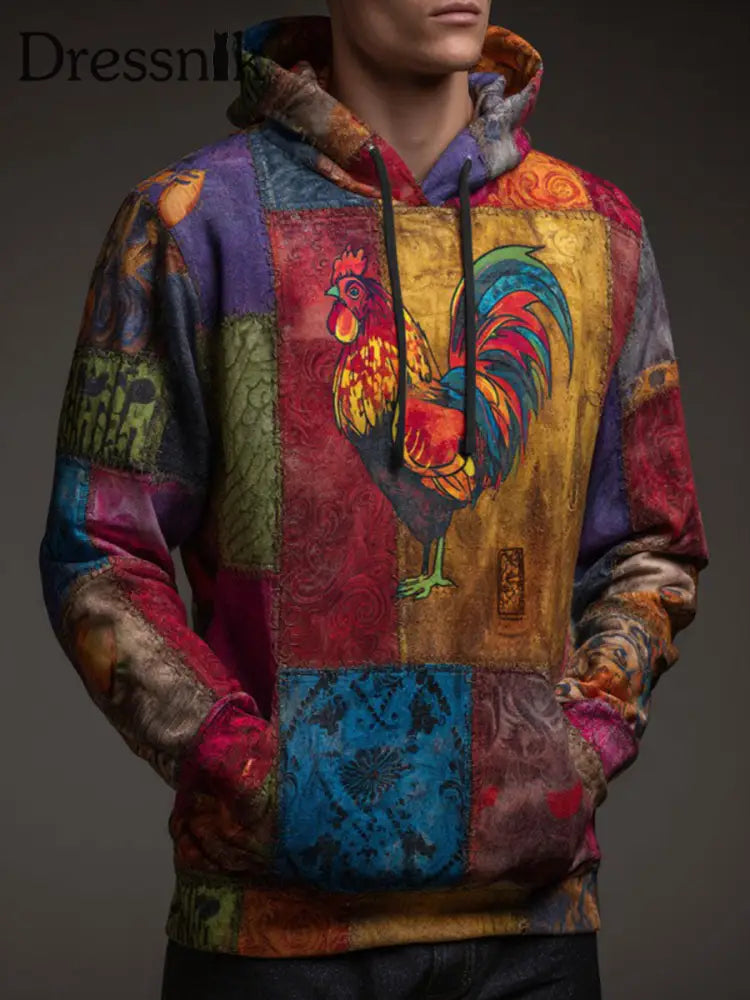 Herren Vintage Thanksgiving Truthahn Print Casual Hoodie als bild / S