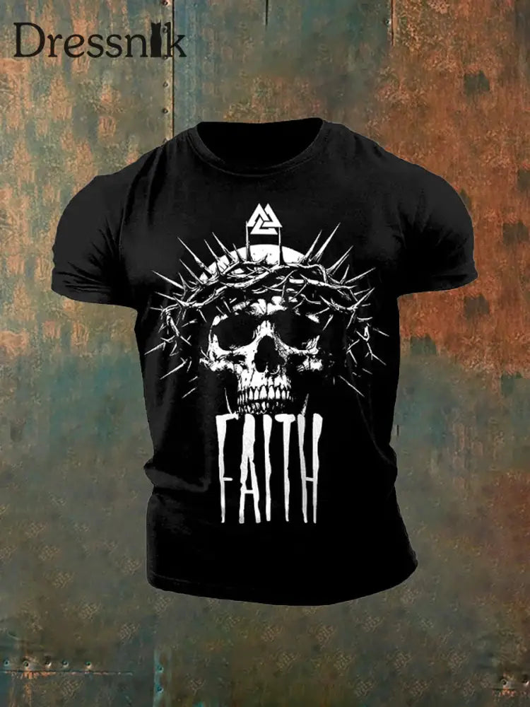 Herren Vintage Viking Kunstdruck T-Shirt A / S