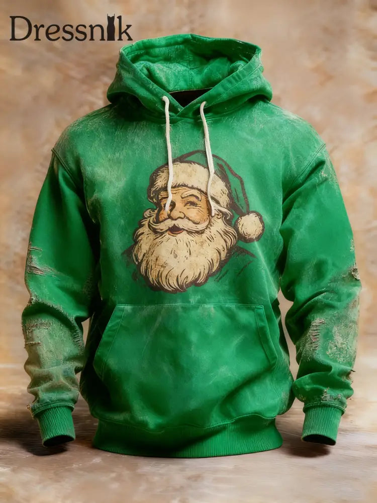 Herren Vintage Weihnachts mann Hoodie Grün / S