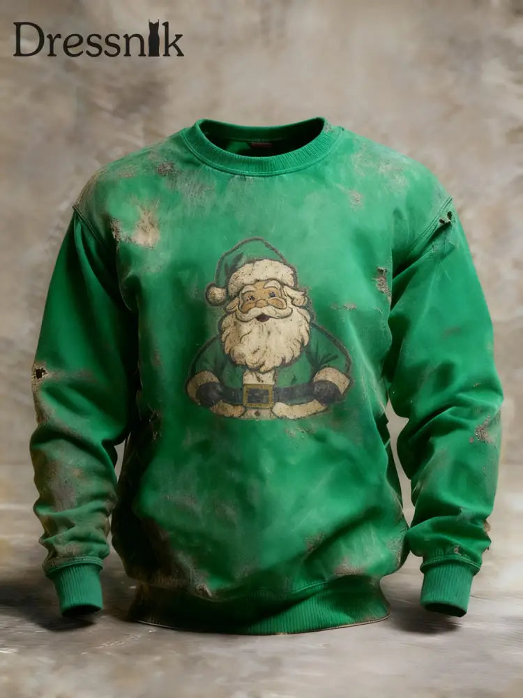 Herren Vintage Weihnachts mann Sweatshirt Grün / S