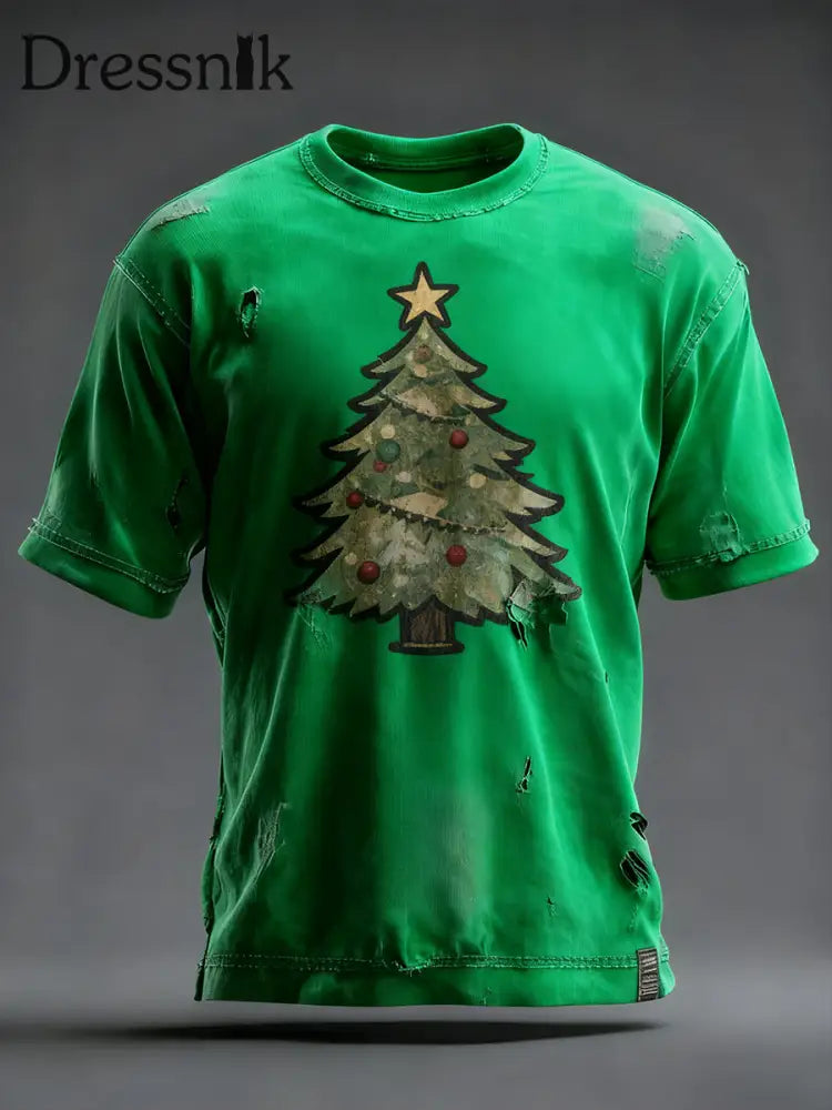 Herren Vintage Weihnachts T-Shirt Grün / S