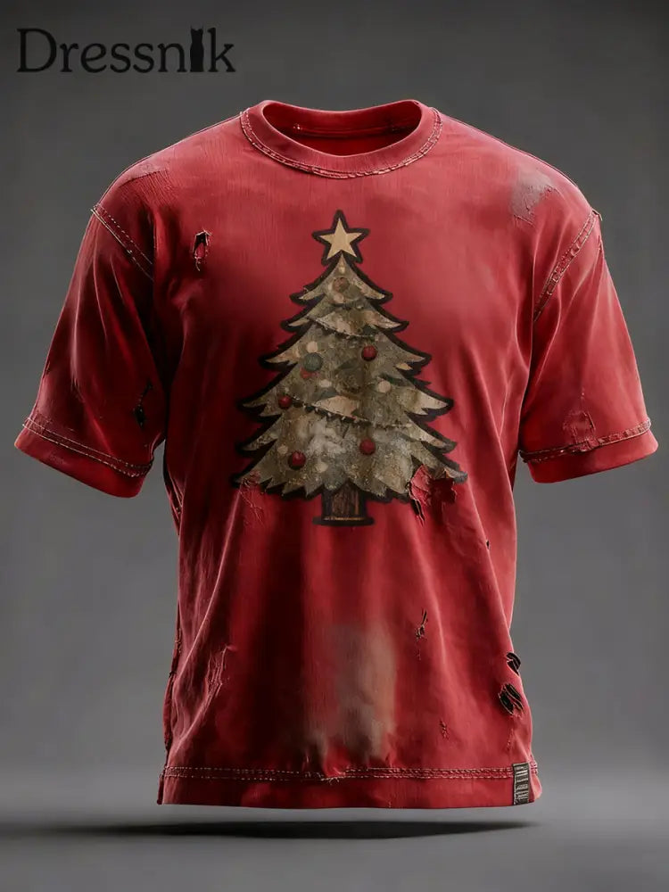 Herren Vintage Weihnachts T-Shirt Rot / S