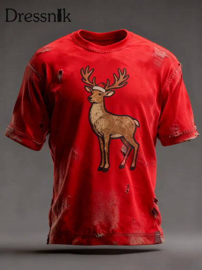 Herren Vintage Weihnachts T-Shirt Rot / S