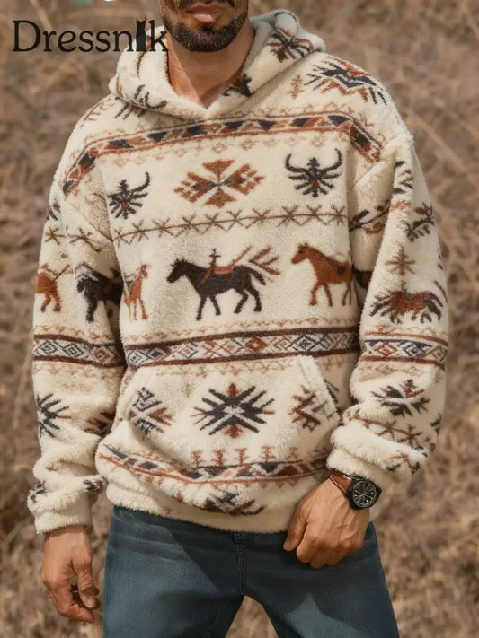 Herren Vintage Western bedruckt Casual Hoodie als bild / S