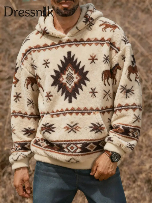 Herren Vintage Western bedruckt Casual Hoodie als bild / S