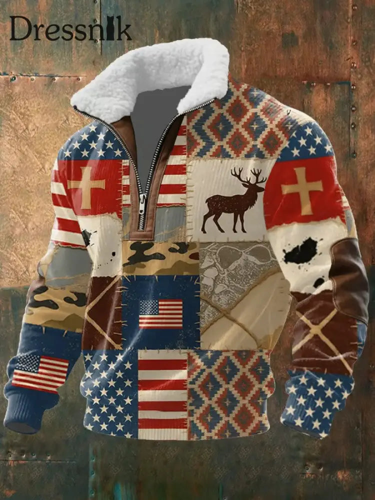 Herren Vintage Western bedrucktes Casual Sweatshirt als bild / S