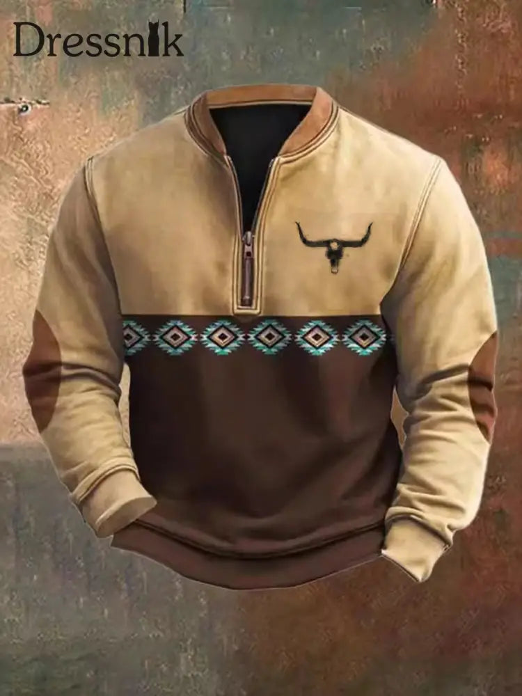 Herren Vintage Western bedrucktes Casual Sweatshirt als bild / S