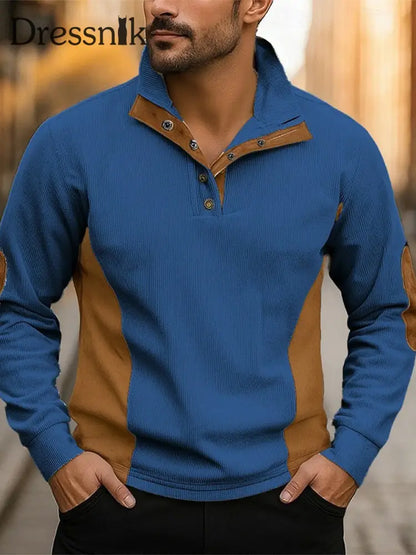 Herren Vintage Western bedrucktes Casual Sweatshirt Blau / S