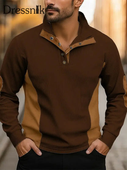 Herren Vintage Western bedrucktes Casual Sweatshirt Kaffee / S