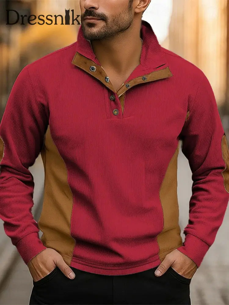 Herren Vintage Western bedrucktes Casual Sweatshirt Rot / S