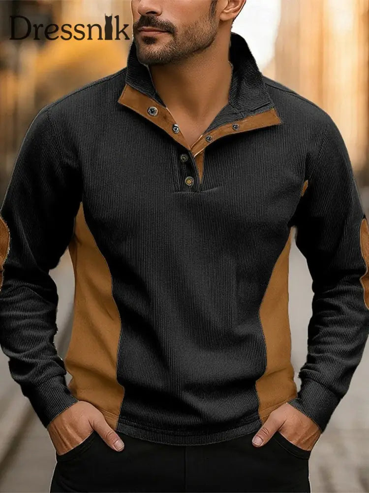 Herren Vintage Western bedrucktes Casual Sweatshirt Schwarz / S