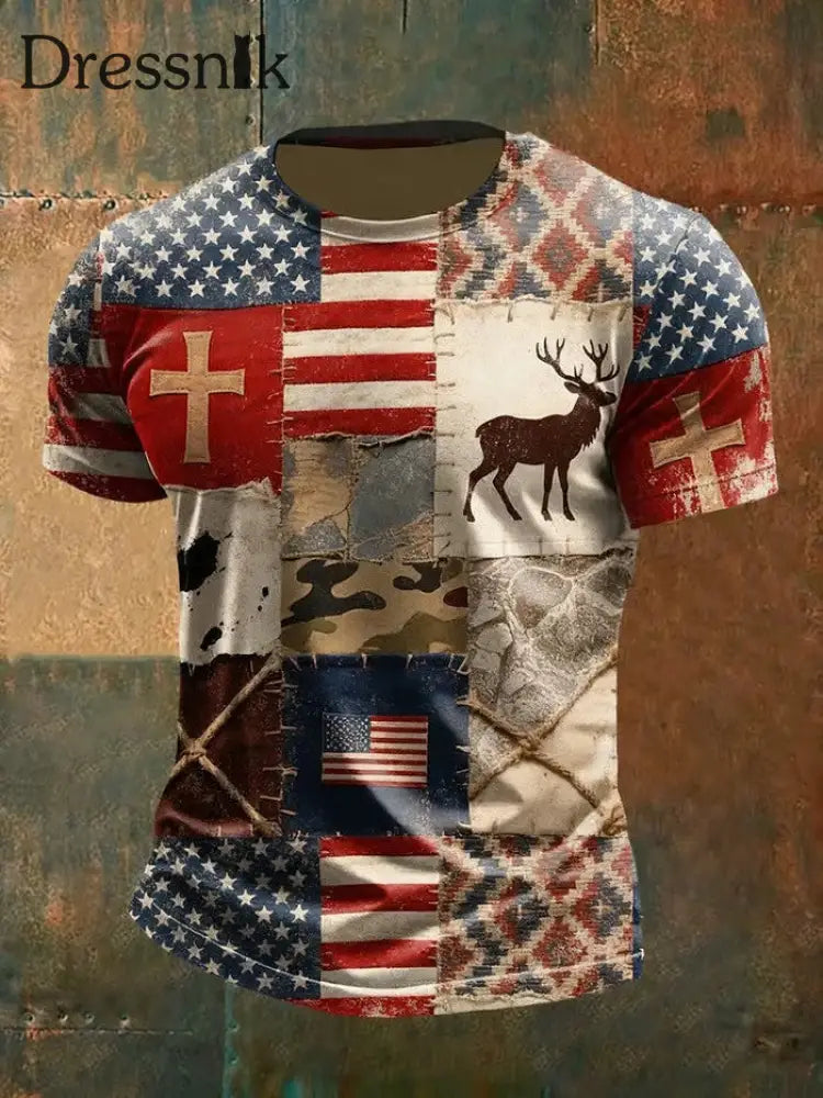 Herren Vintage Western bedrucktes T-Shirt als bild / S