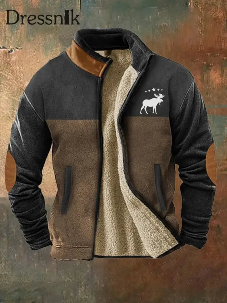 Herren Vintage Western Elk bedrucktes lässiges Sweatshirt B / S