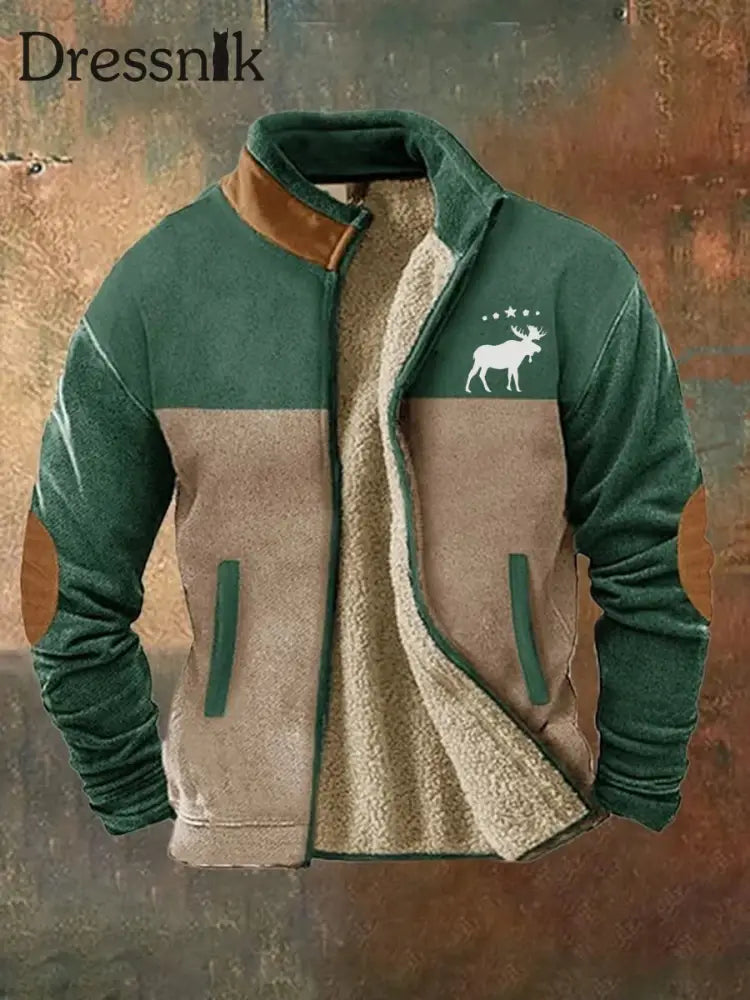 Herren Vintage Western Elk bedrucktes lässiges Sweatshirt C / S