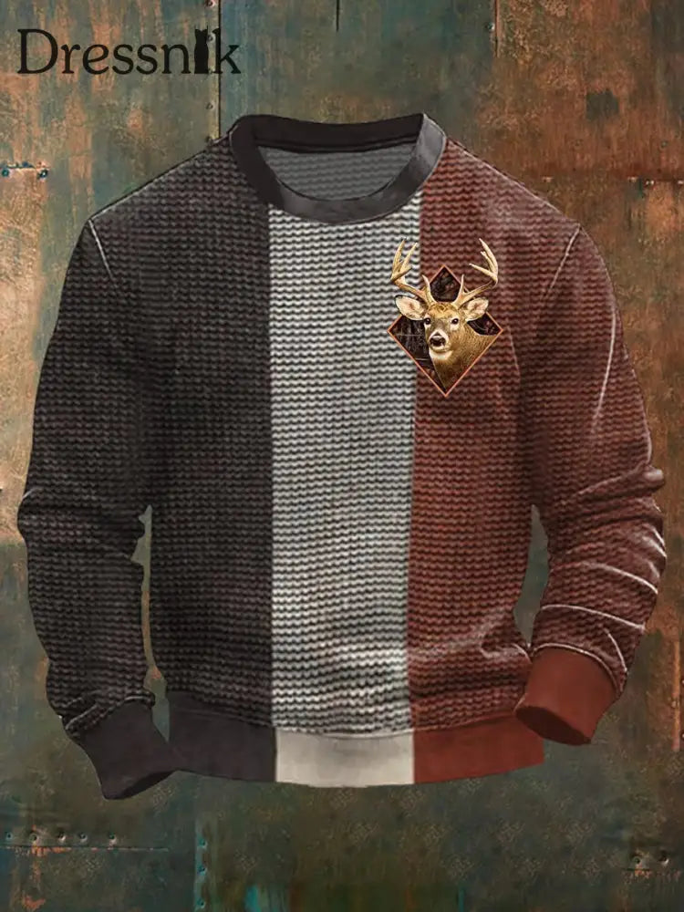 Herren Vintage Western Elk Sweatshirt mit Rundhals ausschnitt als bild / S