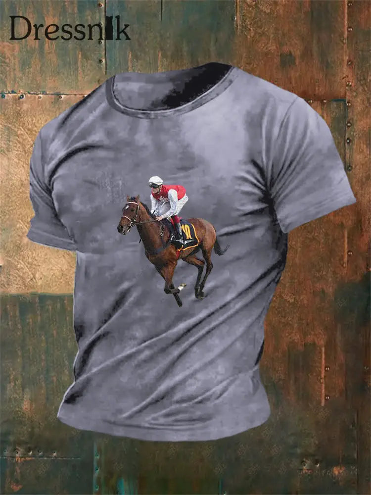 Herren Vintage Western Es ist Kentucky Derby Zeit wieder Druck lässig Baumwolle Kurzarm T-Shirt hellviolett / S