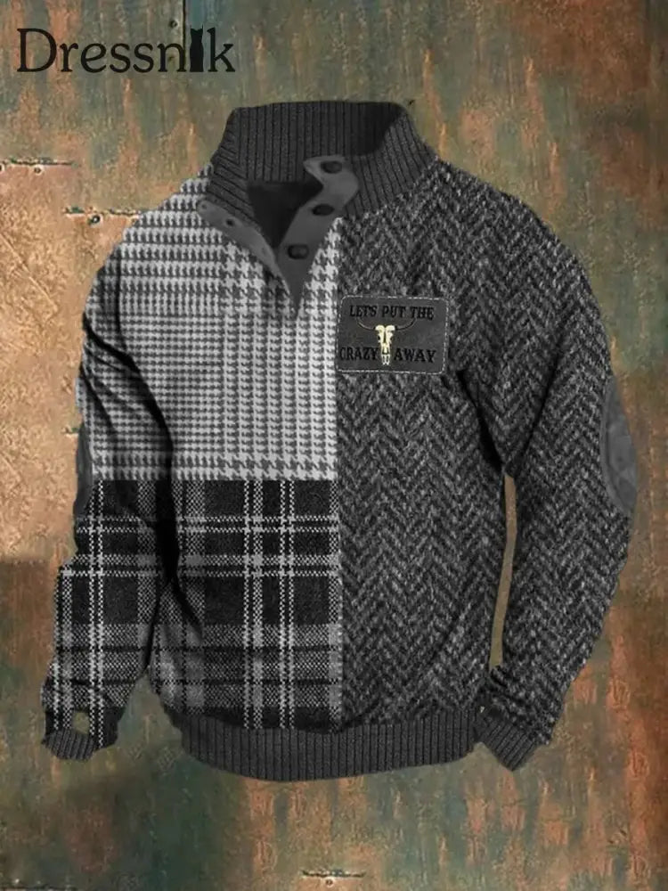 Herren Vintage Western Lassen Sie uns das verrückte bedruckte Freizeit-Sweatshirt wegstecken B / S