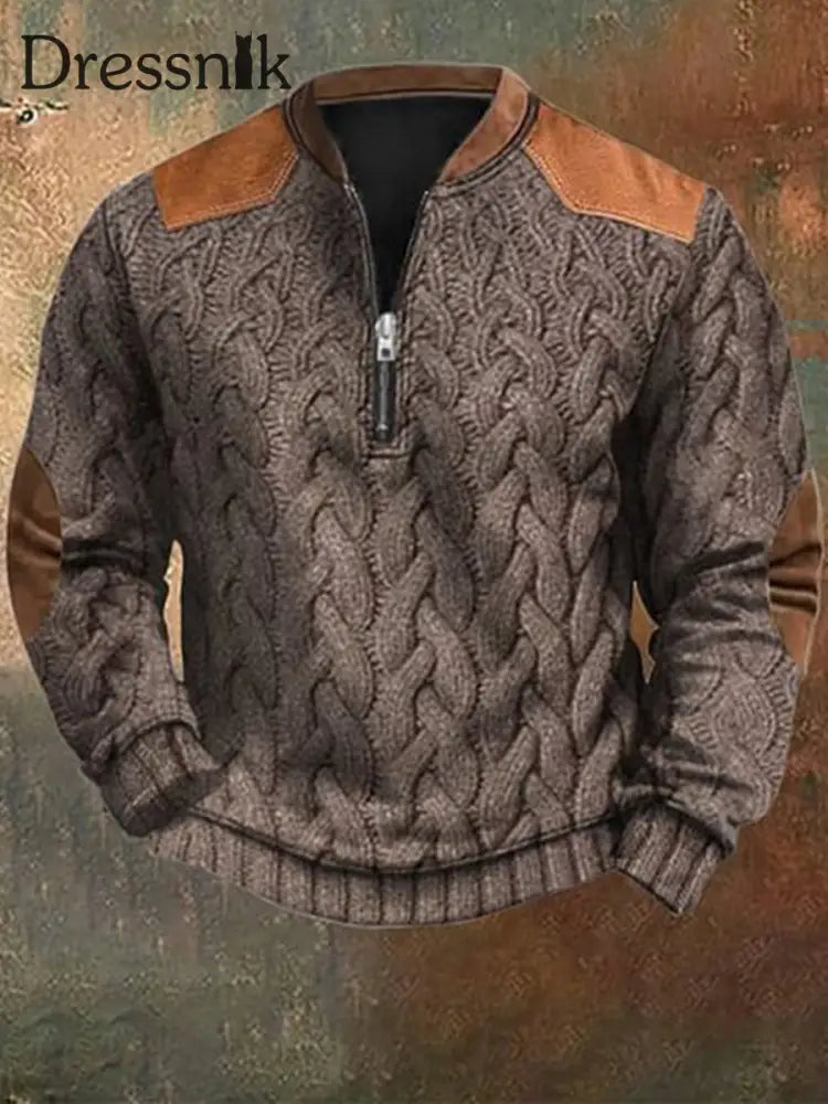 Herren Vintage Western Textur Muster Druck Henley Casual Outdoor Dickes Sweat Shir A / S