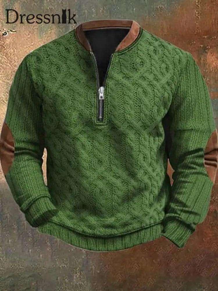 Herren Vintage Western Textur Muster Druck Henley Casual Outdoor Dickes Sweat Shir A / S