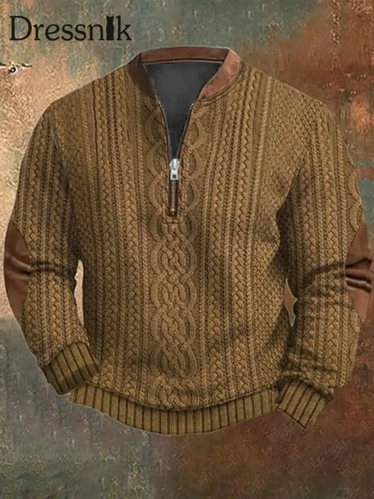 Herren Vintage Western Textur Muster Druck Henley Casual Outdoor Dickes Sweat Shir A / S