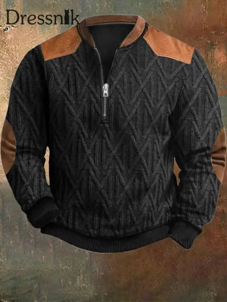 Herren Vintage Western Textured Print Henley Casual V-Ausschnitt Outdoor Dickes Top A / S