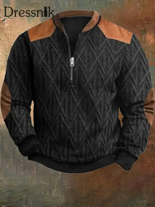 Herren Vintage Western Textured Print Henley Casual V-Ausschnitt Outdoor Dickes Top A / S