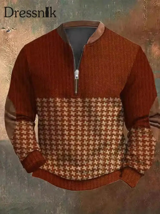 Herren Vintage Western Textured Print Henley Casual V-Ausschnitt Outdoor Dickes Top A / S