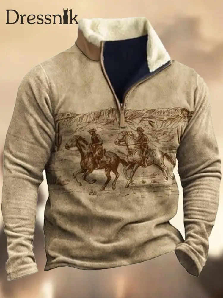 Herren Vintage Western Textured Print Henley Casual V-Ausschnitt Outdoor Dickes Top A / S