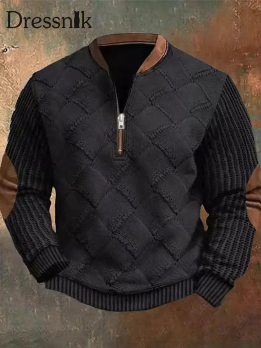 Herren Vintage Western Textured Print Henley Casual V-Ausschnitt Outdoor Dickes Top A / S