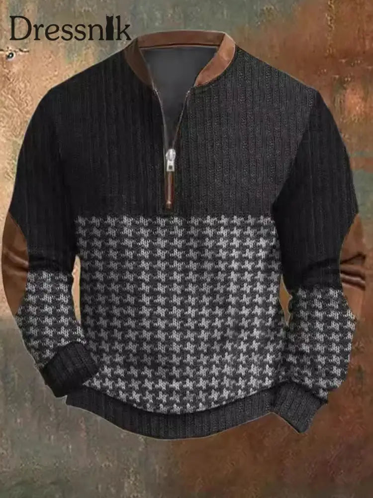 Herren Vintage Western Textured Print Henley Casual V-Ausschnitt Outdoor Dickes Top A / S