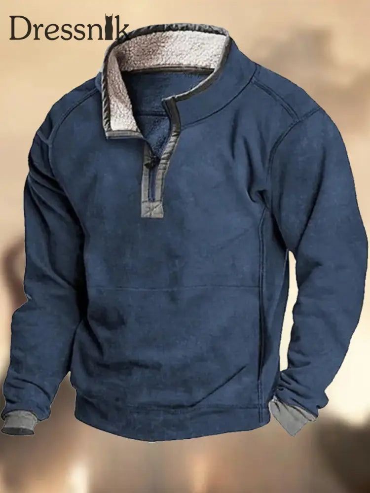 Herren Vintage Western Textured Print Henley Casual V-Ausschnitt Outdoor Dickes Top A / S