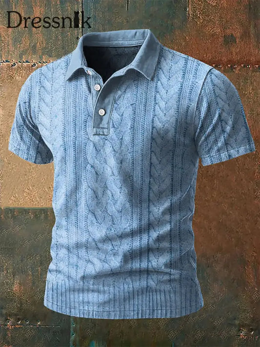 Herren Vintage Western Textured Revers Top hellblau / S
