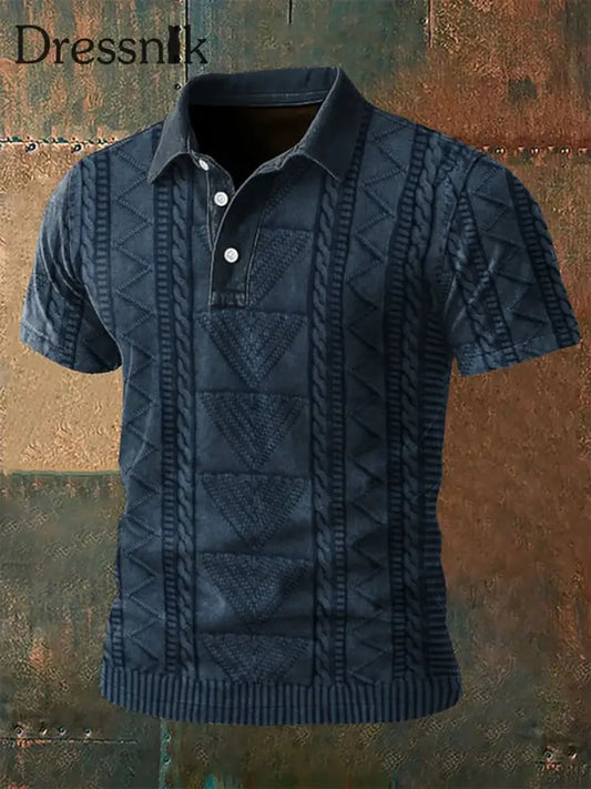 Herren Vintage Western Textured Revers Top Marineblau / S