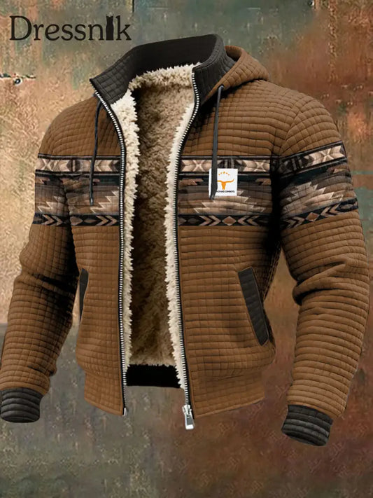 Herren Vintage Winter Western Style Faith Bedruckte Jacke Braun / S