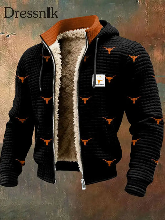 Herren Vintage Winter Western Style Faith Bedruckte Jacke Schwarz / S