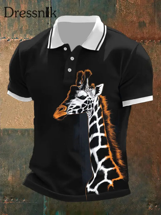 Herren Vintage Zebra-Muster lässig Polo-Shirt A / S