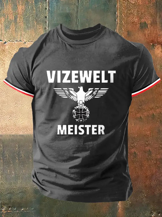 Herren Vizewelt Print Vintage Mode Kurzarm T-Shirt Grau / S