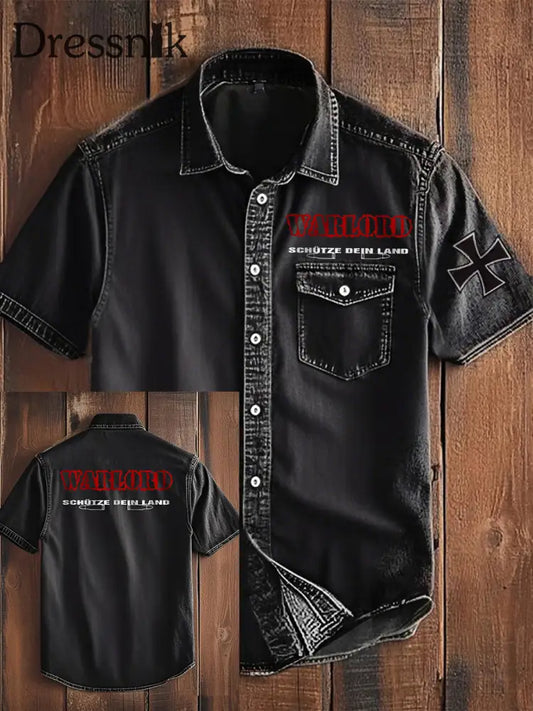 Herren Warlord schütze dein Land bedrucktes Kurzarm-Shirt Schwarz / S