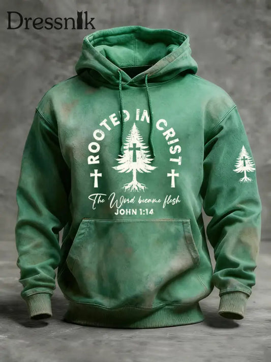 Herren weihnachten kombiniert mit Glaubens druck Übergroßer Schulter-Hoodie mit Taschen Grün / S