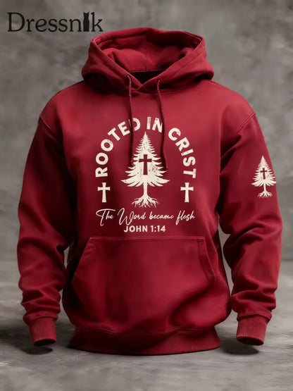 Herren weihnachten kombiniert mit Glaubens druck Übergroßer Schulter-Hoodie mit Taschen Rot / S